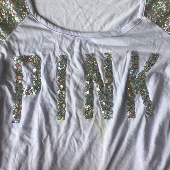 VICTORIAS SECRET PINK Y2K PURPLE SEQUIN TEE XS - Picture 11 of 14